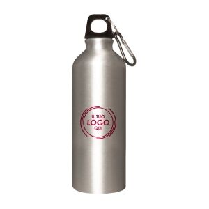 Gedshop 1000 Borraccia in alluminio con moschettone da 500 ml neutro o personalizzato