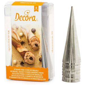 Decora 8 Forme Stampo Per Coni Normali In Acciaio Inox  Ø4 X 12 Cm