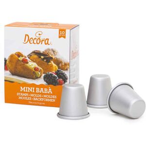 Decora 10 Stampi Per Baba' Mignon In Alluminio Ø3 X H 3,5 Cm