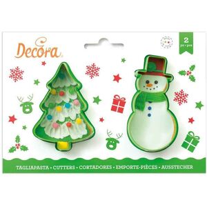 Decora Set 2 Cutters Tagliapasta In Plastica Albero Di Natale E Pupazzo Di Neve