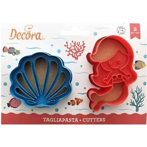 Decora Set 2 Cutters Tagliapasta In Plastica Tema Mare Sirena E Conchiglia