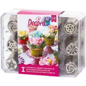 Decora Set 12 Beccucci Cornetti Per Fiori Diretti 3d In Acciaio Inox - Cofanetto 1