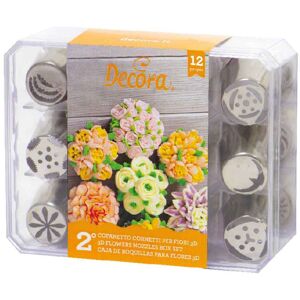 Decora Set 12 Beccucci Cornetti Per Fiori Diretti 3d In Acciaio Inox - Cofanetto 2