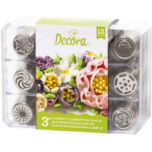 Decora Set 12 Beccucci Cornetti Per Fiori Diretti 3d In Acciaio Inox - Cofanetto 3