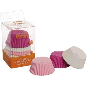 75 Pirottini In Carta Bianchi Rosa Fucsia Per Cottura Muffin Ø5 X H 3,2 Cm Decora