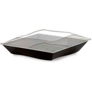 Poloplast 25 Piatti Di Plastica Rigida Neri Riutilizzabili Con Coperchio Vanity 16x16cm