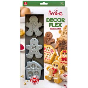 Stampo Antiaderente In Silicone Per 6 Casette E Omini Gingerbread Decora