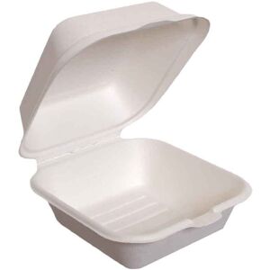 UsoBio 50 Box Con Coperchio Asporto Hamburger In Polpa Compostabili 15,5x15,5xh8cm