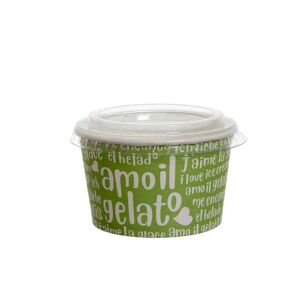 Poloplast 50 Coppette Gelato In Carta Funny Verde 250ml Con Coperchio Piatto