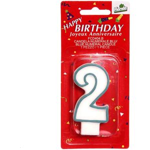 Florida Candelina Per Torta Di Compleanno Numero 2 Celeste H 7 Cm