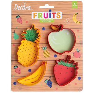 Decora Set 4 Cutters Tagliapasta In Plastica Frutta Ananas Banana Mela Fragola