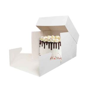 decora scatola quadrata per torta con coperchio bianca 30,5 x 30,5 x h 25 cm