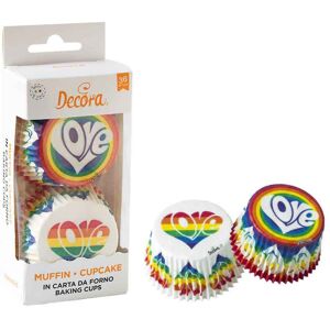 Decora 36 Pirottini In Carta Rainbow Love Amore Per Cottura Muffin Ø5 X H 3,2 Cm