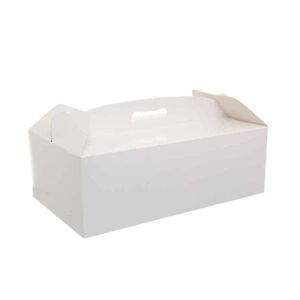 decora scatola rettangolare per torta con manico bianca 31 x 16 x h 12 cm