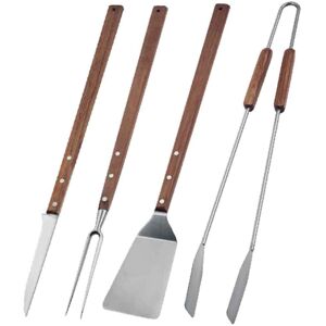 PapoLab Set 4 Utensili Da Barbecue Con Manico In Legno