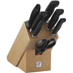 zwilling **** four star set di coltelli con ceppo - 8-pz., naturale