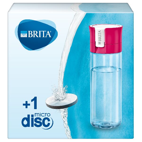brita 1041061  fill&go; bottle filtr pink bottiglia per filtrare l'acqua rosa, trasparente