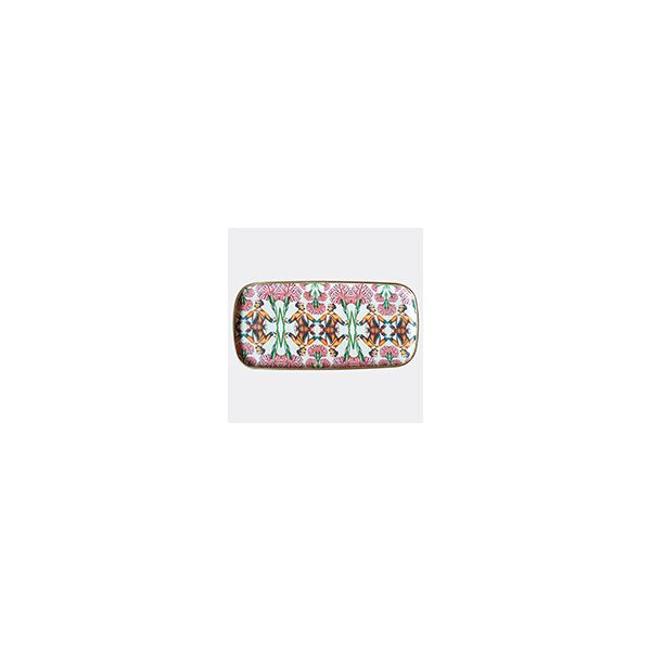 les-ottomans patch nyc rectangular tray, pink and green