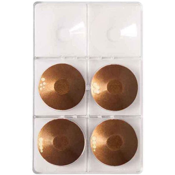 stampo in policarbonato 6 cioccolatini piatti tondi piccoli Ø 7,5 x h 1,5 cm decora