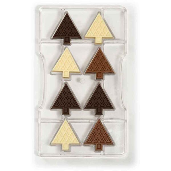 stampo 8 cioccolatini abete in policarbonato 4 x 4,2 cm decora