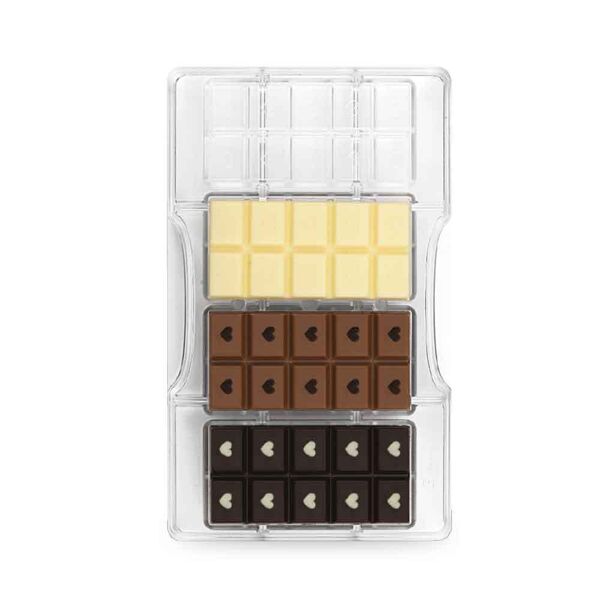 stampo 4 cioccolatini tavoletta love in policarbonato 8,5 x 4,2 cm decora
