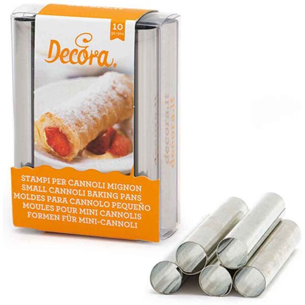 decora 10 forme stampo per mini cannoli in acciaio inox  Ø1,3 x 8 cm