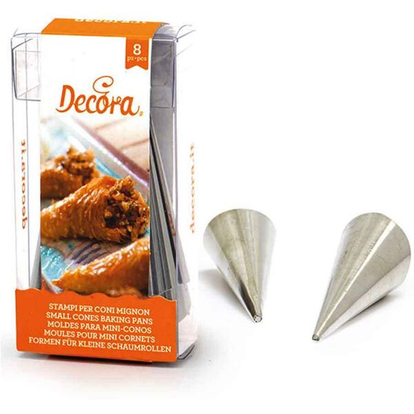 decora 8 forme stampo per mini coni in acciaio inox  Ø2,5 x 8 cm