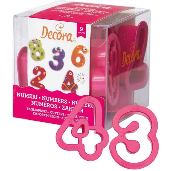 decora set 9 cutters tagliapasta in plastica numeri h 5 cm