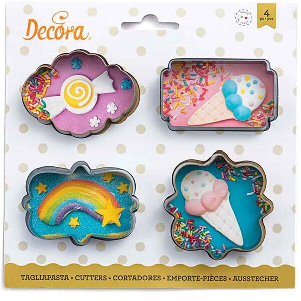 decora set 4 cutters tagliapasta in plastica mini cornici sagomate