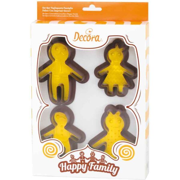 decora set 4 cutters tagliapasta in plastica happy family con 4 imprimi decori