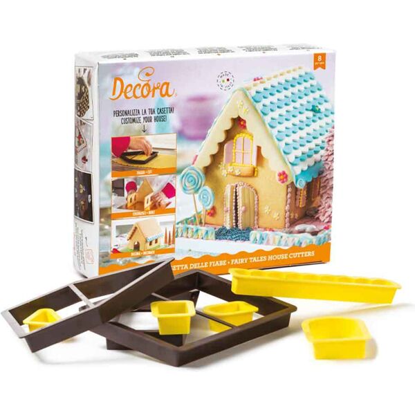 decora set 8 cutters tagliapasta in plastica per casetta di marzapane 3d