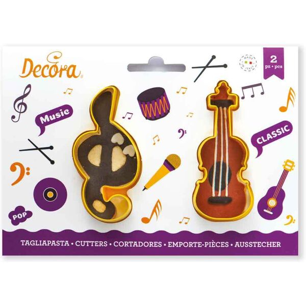 decora set 2 cutters tagliapasta in plastica chiave di sol e violino