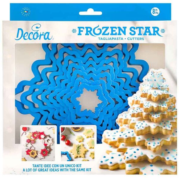 decora set 8 cutters tagliapasta in plastica albero stella di ghiaccio