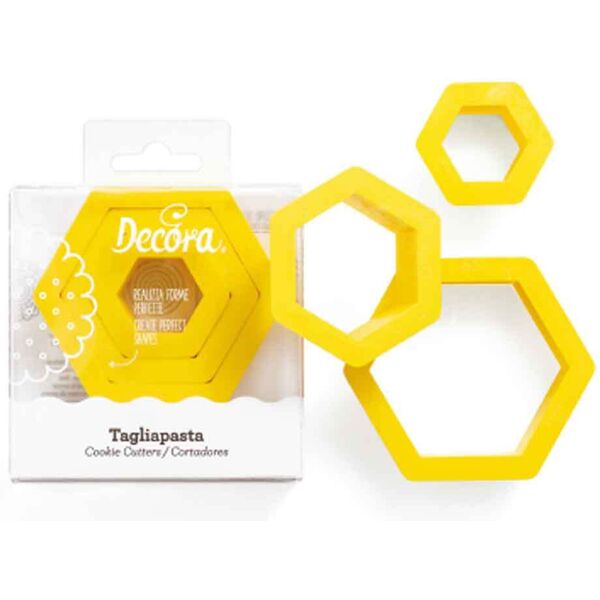 decora set 3 cutters tagliapasta in plastica forma esagono