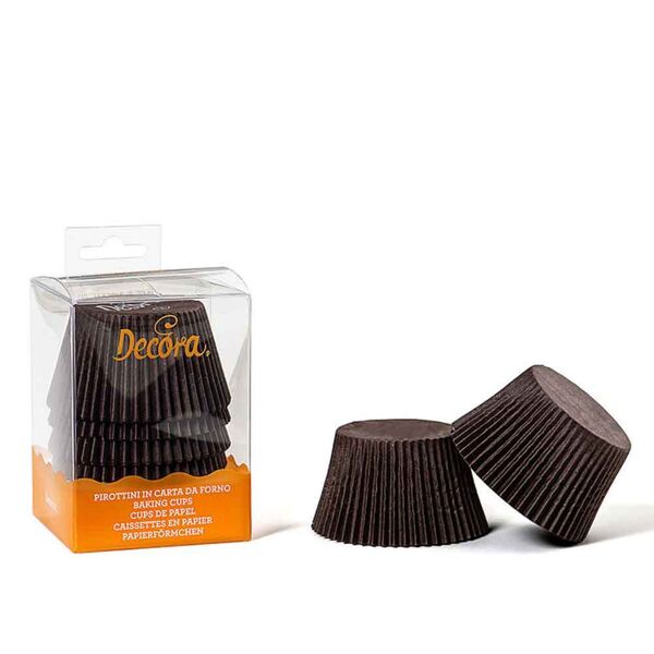 60 pirottini jumbo marroni in carta per muffin Ø5,5 x h4,5 cm decora