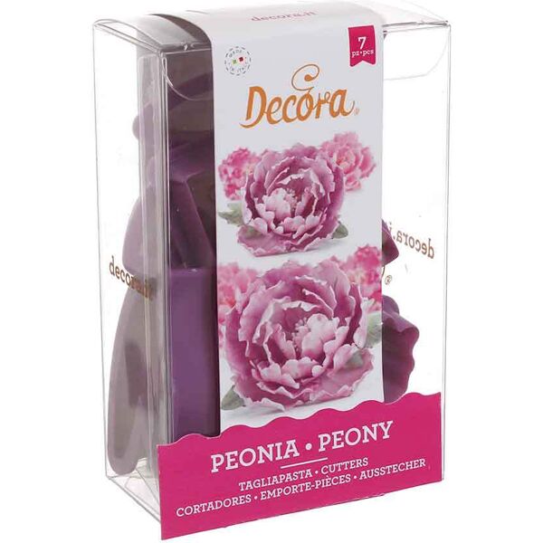 decora set 7 cutters tagliapasta in plastica per realizzare peonie foglie e petali