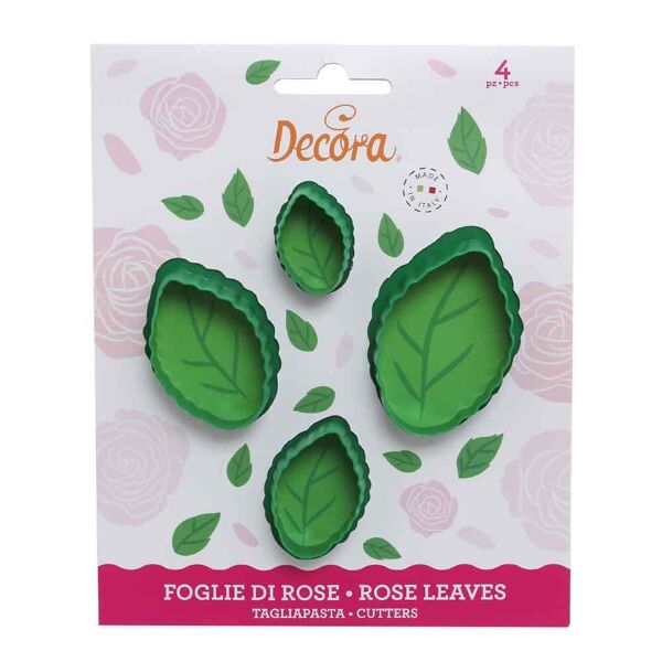 decora set 4 cutters tagliapasta in plastica per realizzare foglie di rosa