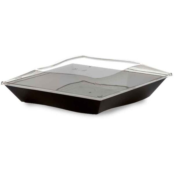 poloplast 25 piatti di plastica rigida neri riutilizzabili con coperchio vanity 16x16cm