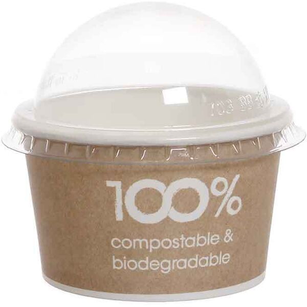 poloplast 100 coppette gelato in carta compostabili havana 250ml con coperchio a cupola