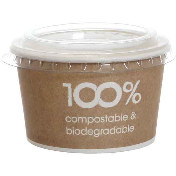 poloplast 50 coppette gelato in carta compostabili havana 250ml con coperchio piatto