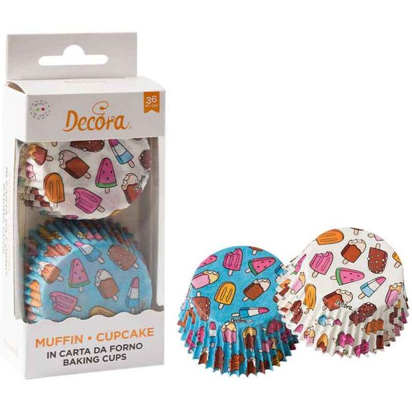 decora 36 pirottini in carta decoro ghiaccioli per cottura muffin Ø5 x h 3,2 cm