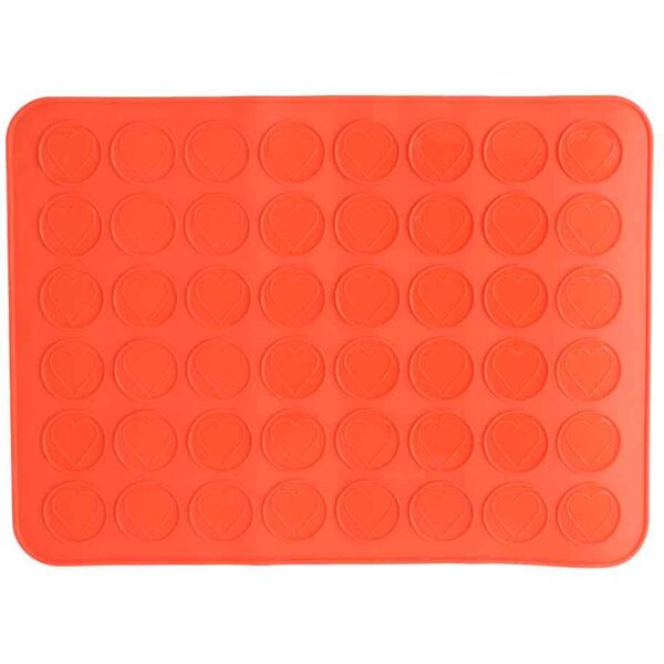 graziano tappetino macarons in silicone antiaderente arancione per 24 macarons cuore