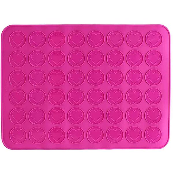 graziano tappetino macarons in silicone antiaderente fucsia per 24 macarons cuore