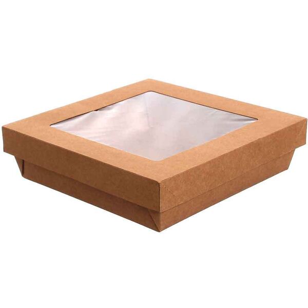 imballaggi alimentari 30 box contenitori take away con coperchio a finestra 19,2x19,2xh5cm