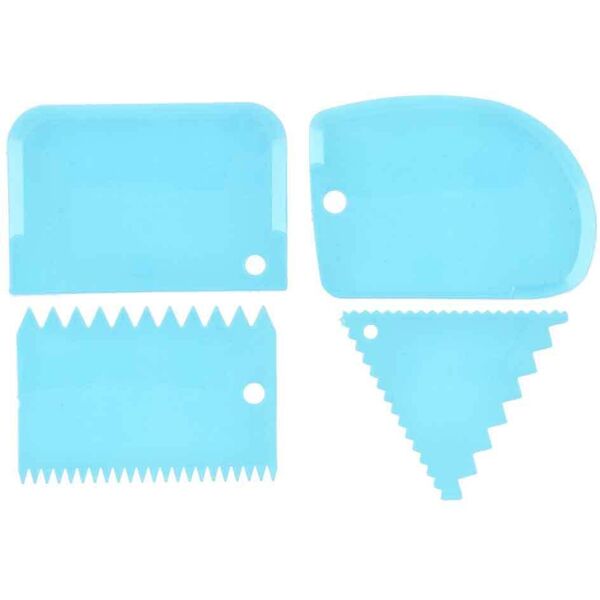 graziano set 4 spatole pettini decora torte in plastica decori vari