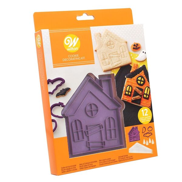 wilton set 4 tagliapasta halloween casa stregata e 4 sac a poche con beccucci