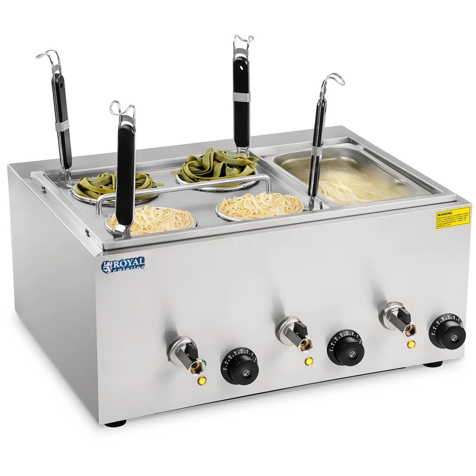 Royal Catering Cuocipasta elettrico con 4 Cestelli e contenitore GN 1/3 RCNK-4-GN