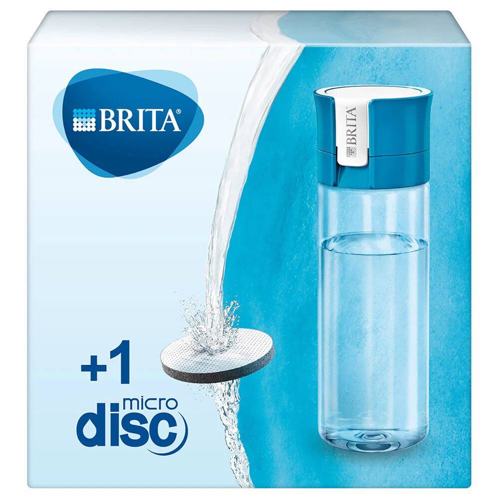 Brita Borraccia filtrante per acqua, Blu (0.6l) - incl. 1 filtro MicroDisc per la riduzione di cloro, erbicidi, pesticidi e impurità