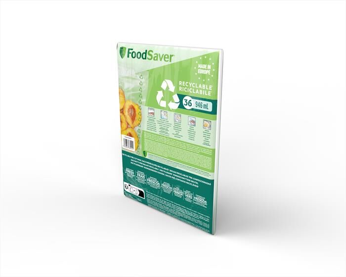 FOODSAVER 36 Sacchetti Riciclabili 0,94 Lt – 20x28 Cm-trasparente