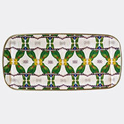 Les-Ottomans Patch Nyc Rectangular Tray, Green And White